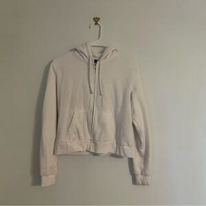 H&M Off-White Cropped Zip-Up Hoodie